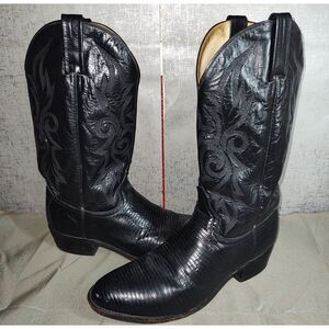 Dan Post Men's Black Leather Western Boots Sz 10.5EW